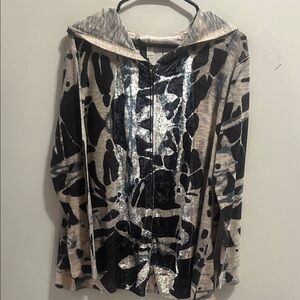 Abstract Patterned Women's Jacket with Hood